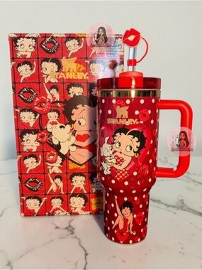 Stanley Red Betty Boop Polka Dot Travel Tumbler with Handle